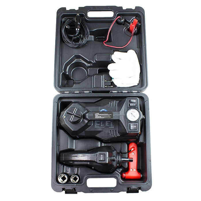 Hyundai 12V 4 IN 1 Electric 3 Tonne Hydraulic Floor Jack with Tyre Inflator Pump and Electric Impact Wrench | HYEJ-300K | 1 Year Warranty