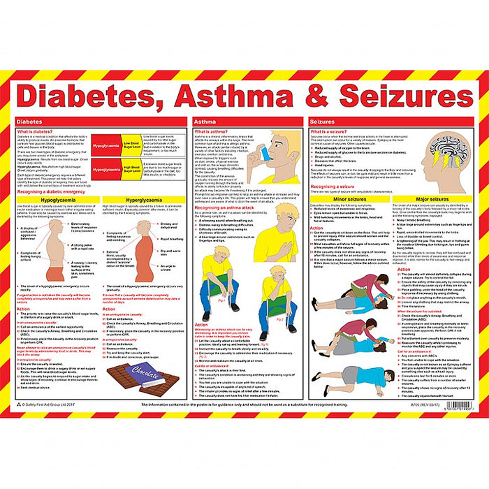 First Aid for Diabetes, Asthma & Seizures Poster