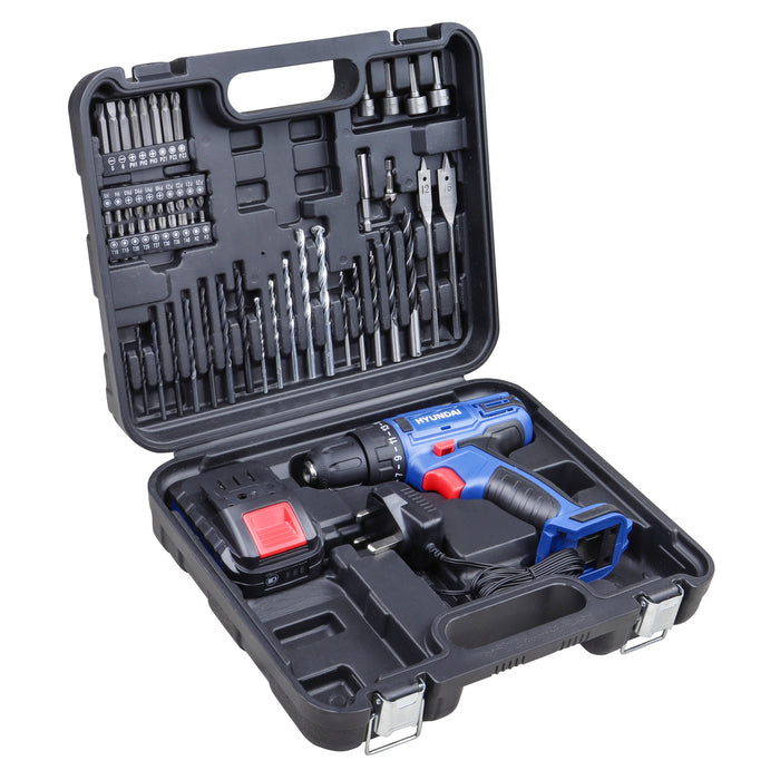 Hyundai 18v 1.5AH Li-Ion Cordless Drill with 54 Piece Drill Accessory Kit | HY2175 | 1 Year Warranty