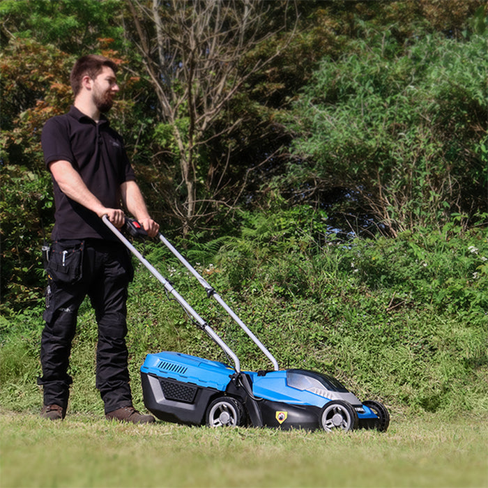 Hyundai 40V Lithium-Ion Cordless Battery Powered Roller Lawn Mower 33cm Cutting Width With Battery and Charger | HYM40LI330P | 3 Year Warranty