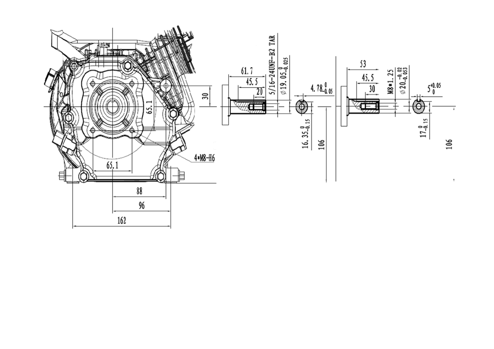 Hyundai 212cc 7hp 20mm Horizontal Straight Shaft Petrol Engine, 4-Stroke, OHV | IC210X-20 | 2 Year Warranty