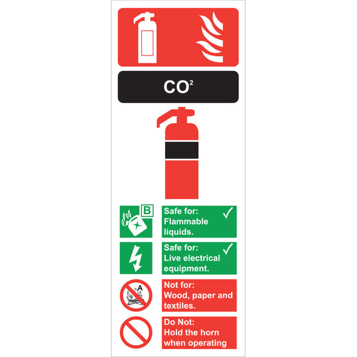 Fire Extinguisher CO2 Sign, 7.5x20cm