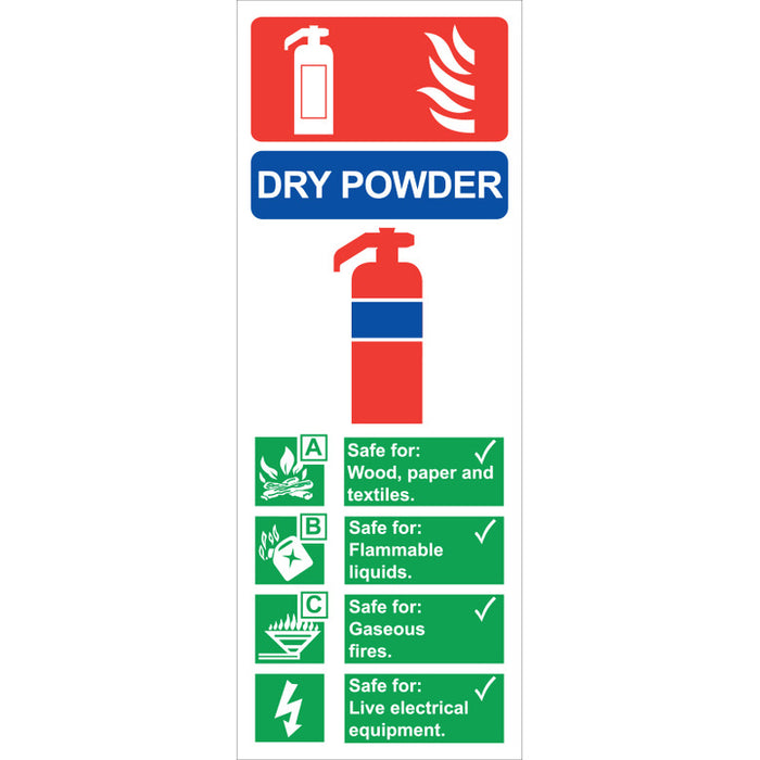 Fire Extinguisher Powder Sign, 7.5x20cm (Vinyl)