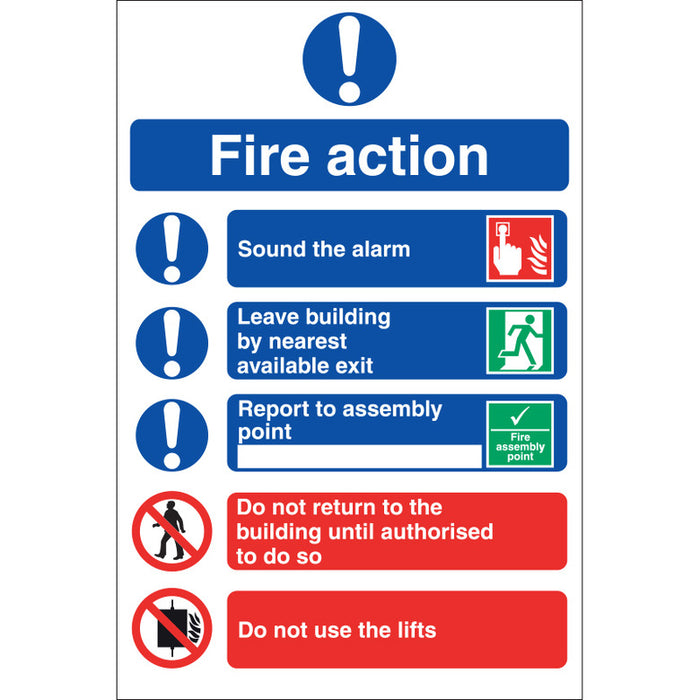 Fire Action Sign, 20x30cm