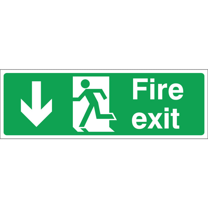 Fire Exit (DOWN) Sign, 30x10cm