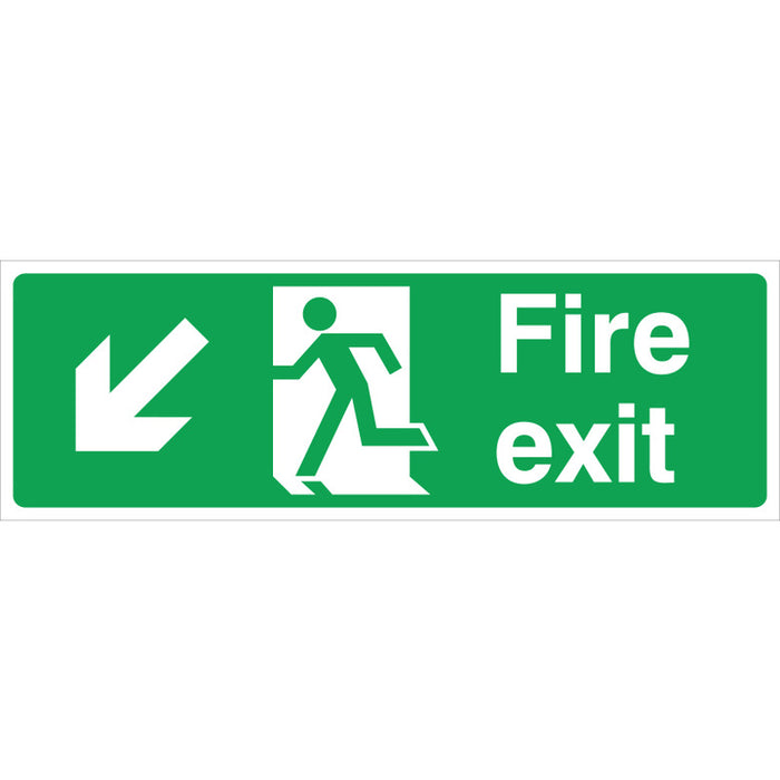 Fire Exit LEFT/DOWN Sign, 45x15cm