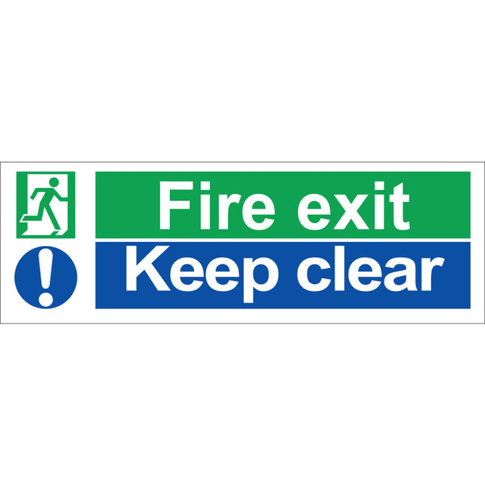 Fire Exit Keep Clear Sign, 45x15cm