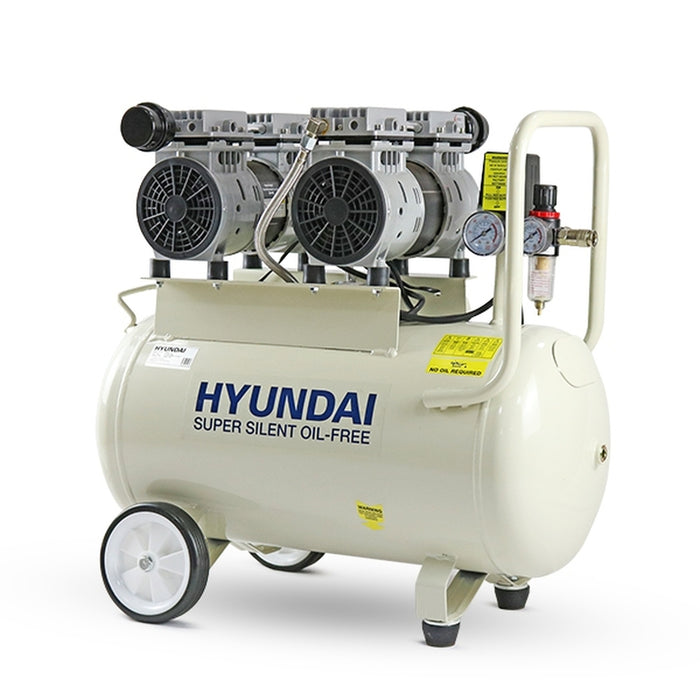 Hyundai 50 Litre Air Compressor, 11CFM/100psi, Oil Free, Low Noise, Electric 2hp | HY27550 | 2 Year Hyundai warranty