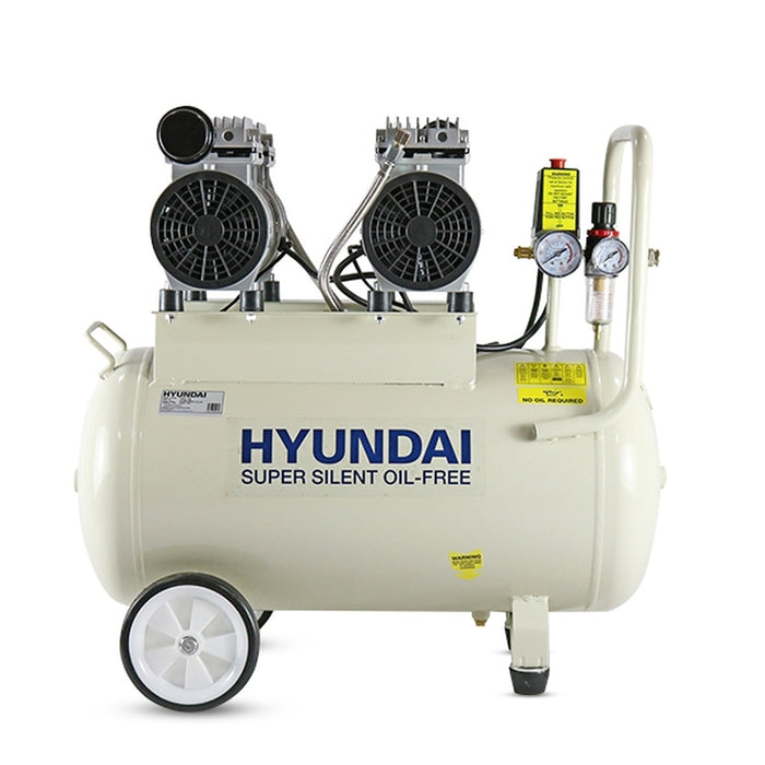 Hyundai 50 Litre Air Compressor, 11CFM/100psi, Oil Free, Low Noise, Electric 2hp | HY27550 | 2 Year Hyundai warranty