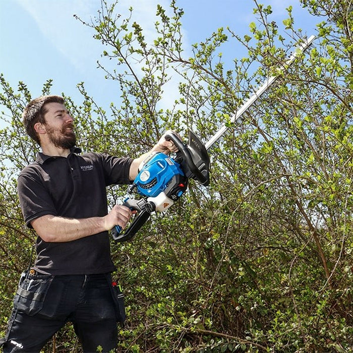 Petrol Hedge Trimmer/Pruner, 26cc 2-stroke Easy-Start, Lightweight and Anti-Vibration, 24” (60cm) Blade by Hyundai | HYHT2600X | 3 Year Warranty