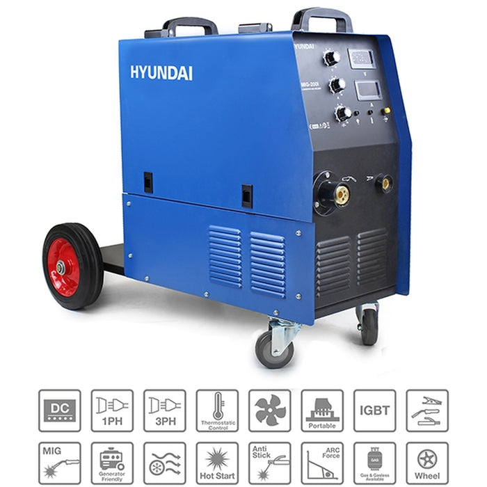 Hyundai 200 Amp MIG Welder, 230V Single Phase, Pro series | HYMIG-200I | 2 Year Warranty