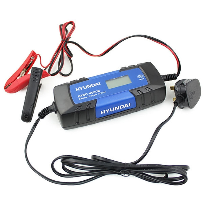 Hyundai 4 Amp SMART Battery Charger 6v /12v | HYSC-4000E | 1 Year Warranty