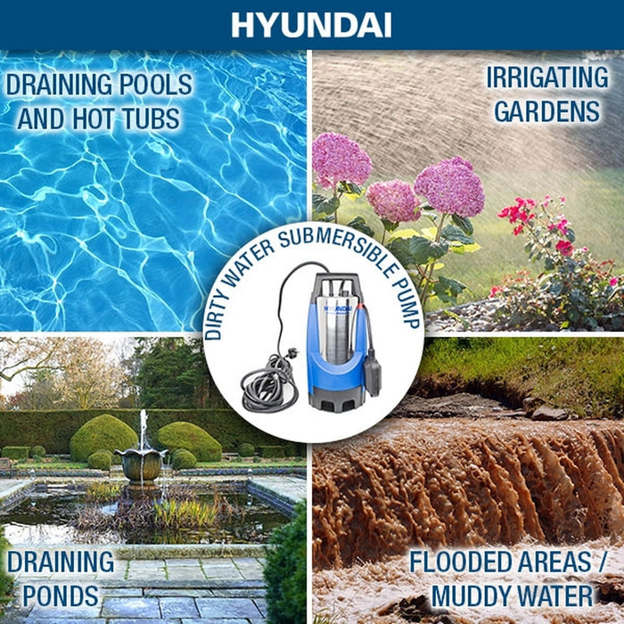 HYUNDAI 850W Stainless Steel Electric Submersible Dirty Water Pump | HYSP850D | Hyundai 3 year UK Platinum Warranty