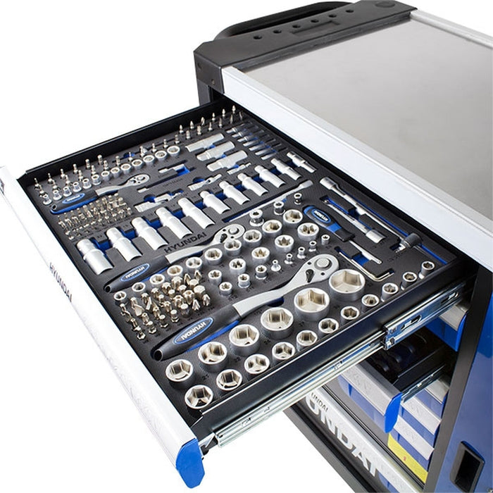 Hyundai 305 Piece 7 Drawer Caster Mounted Roller Premium Tool Chest Cabinet With XXL Stainless Steel Top | HYTC9004 | 2 Year Warranty