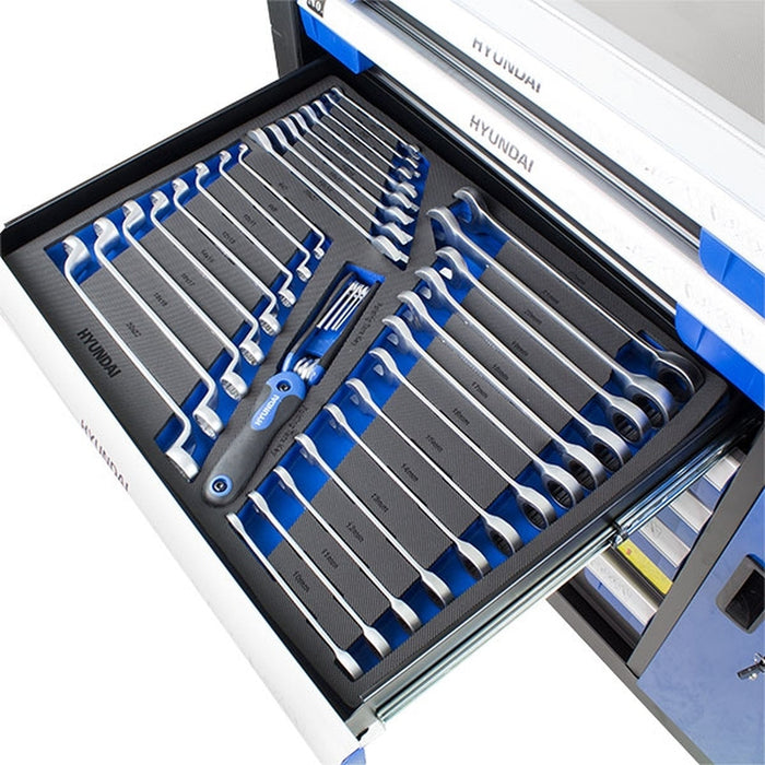 Hyundai 305 Piece 7 Drawer Caster Mounted Roller Premium Tool Chest Cabinet With XXL Stainless Steel Top | HYTC9004 | 2 Year Warranty