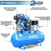 Hyundai Air Compressor Twin Cylinder Belt Drive 14hp | Hyundai 200L 29CFM/145psi | 2 Year Platinum Warranty