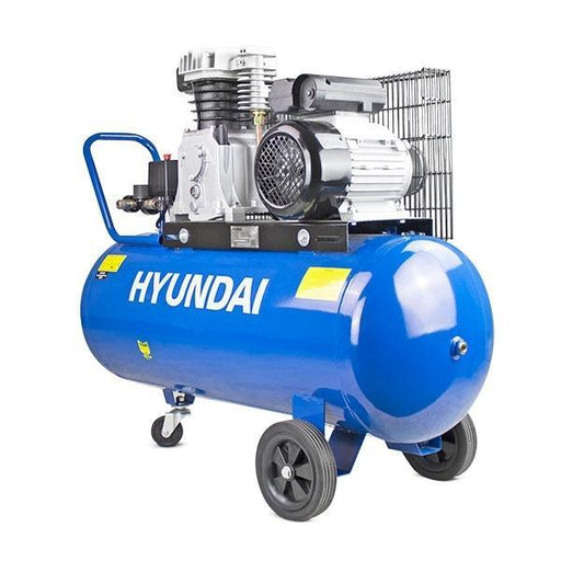 Hyundai Air Compressor Twin Cylinder, Belt Drive 3hp | Hyundai 100 Litre 14CFM/145psi | 2 Year Platinum Warranty