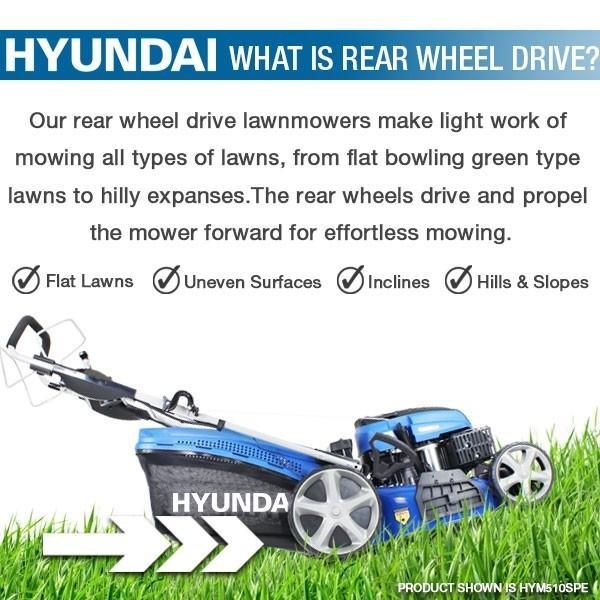 Hyundai Electric -Start Self- Propelled Petrol Roller Lawnmower | Hyundai 21"/53cm 196cc | 3 Year Platinum Warranty