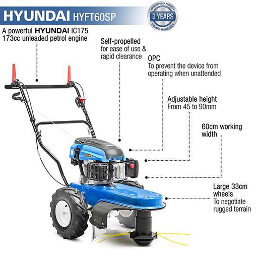 Hyundai Heavy Duty Self Propelled Petrol Wheeled Grass Trimmer | 3 Year Platinum Warranty