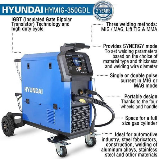 Hyundai MIG DC Inverter Welder Three Phase, Pro Series | Hyundai 400V | 2 Year Platinum Warranty