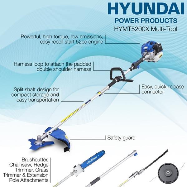 Hyundai Petrol Garden Multi Tool | Hyundai 52cc | 3 Year Platinum Warranty