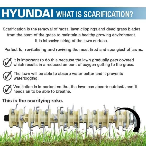 Hyundai Petrol Lawn Scarifier and Aerator | Hyundai 212cc | 3 Year Platinum Warranty