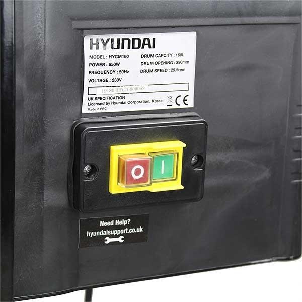 Hyundai Portable Electric Cement Mixer | Hyundai 160 litre 240v 650w Concrete Mixer | 3 Year Platinum Warranty