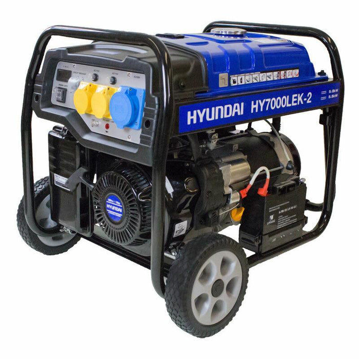 Hyundai Recoil and Electric Start Site Petrol Generator | Hyundai 5.5kW / 6.8kVa* | 3 Year Platinum Warranty