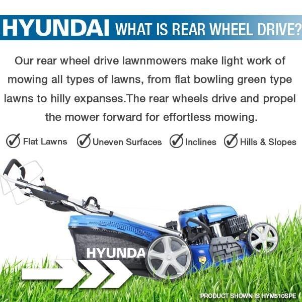 Hyundai Self-Propelled Petrol Lawnmower | Hyundai 17"/43cm 139cc | 3 Year Platinum Warranty