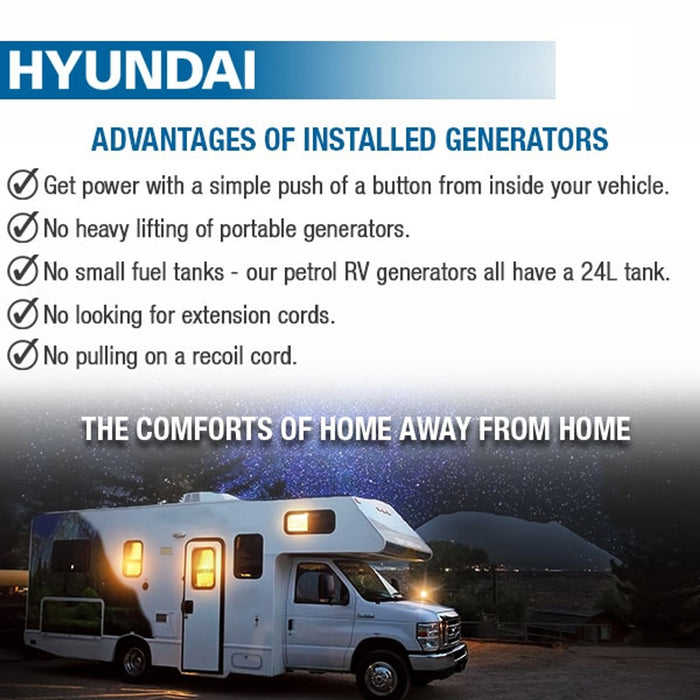 Hyundai Motorhome RV Petrol Leisure Generator | HY3500RVi  | 2 Years Platinum Warranty